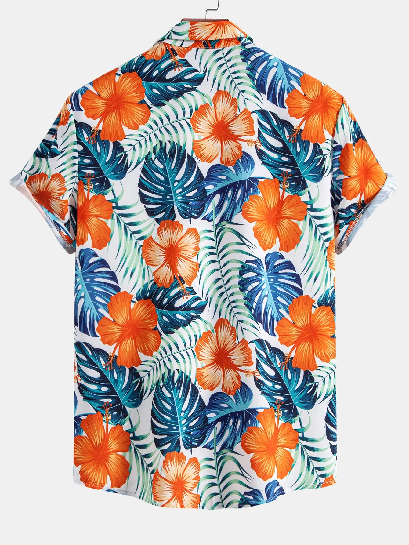 Tropical Flowers Print Button Up Shirt & Drawstring Swim Shorts sold by Hoooyi product image thumbnail 5