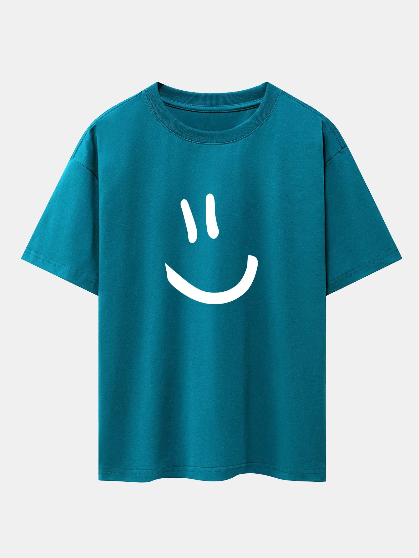 Smiley Face Print Drop Shoulder Oversize T-Shirt sold by Hoooyi product image thumbnail 5