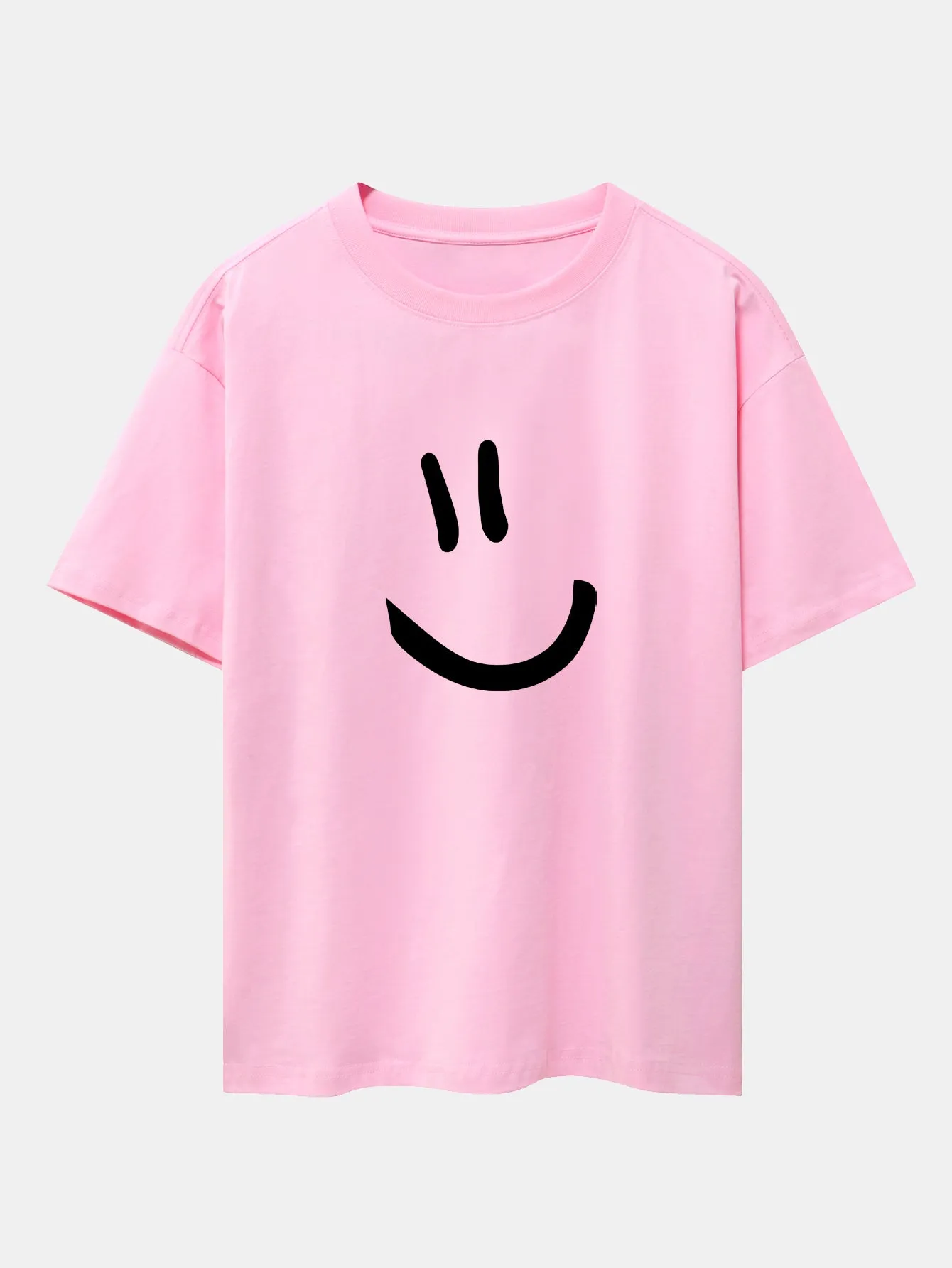 Smiley Face Print Drop Shoulder Oversize T-Shirt sold by Hoooyi product image thumbnail 3