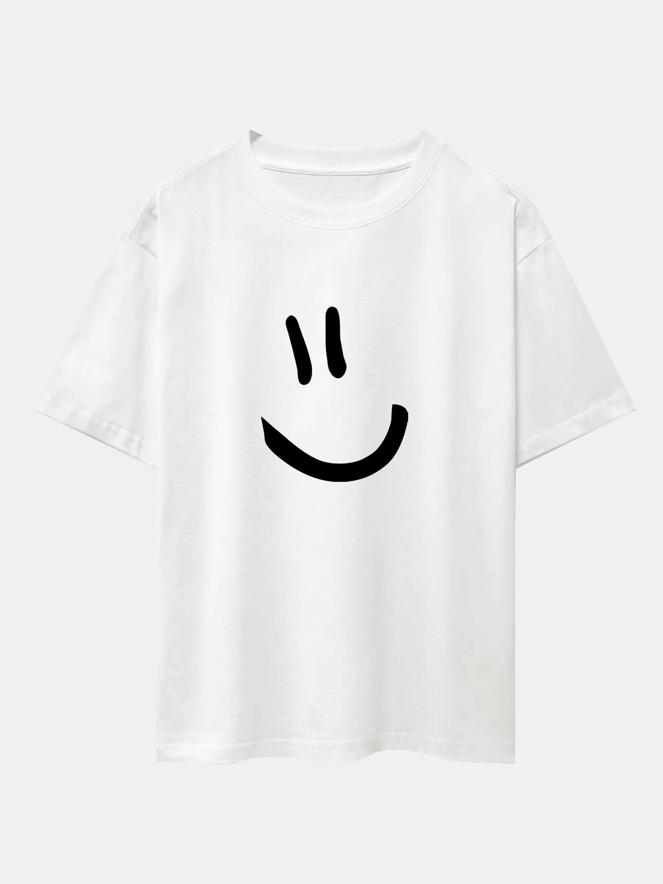 Smiley Face Print Drop Shoulder Oversize T-Shirt sold by Hoooyi product image thumbnail 2