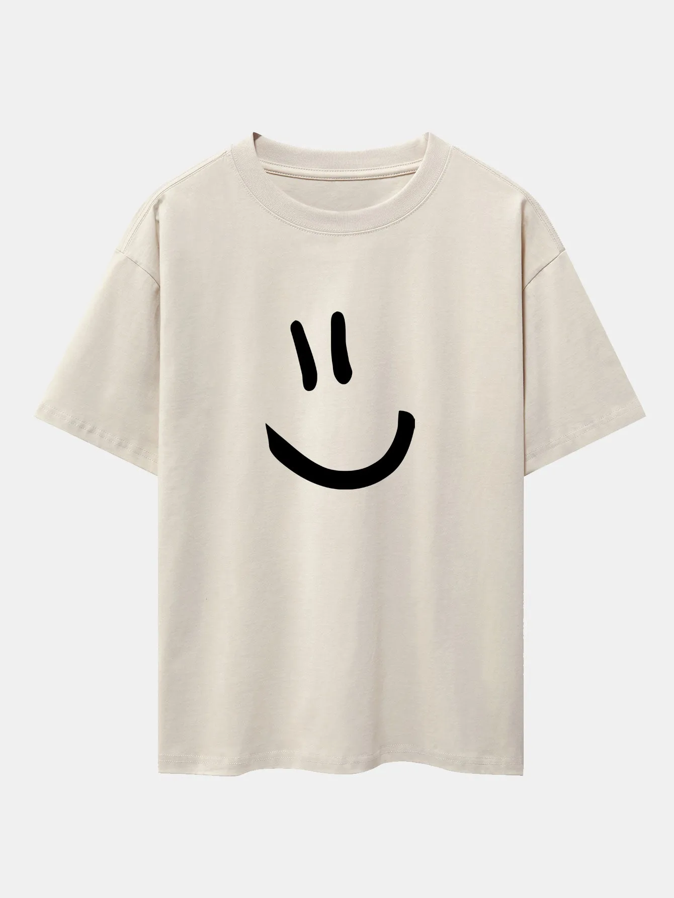 Smiley Face Print Drop Shoulder Oversize T-Shirt sold by Hoooyi product image thumbnail 4