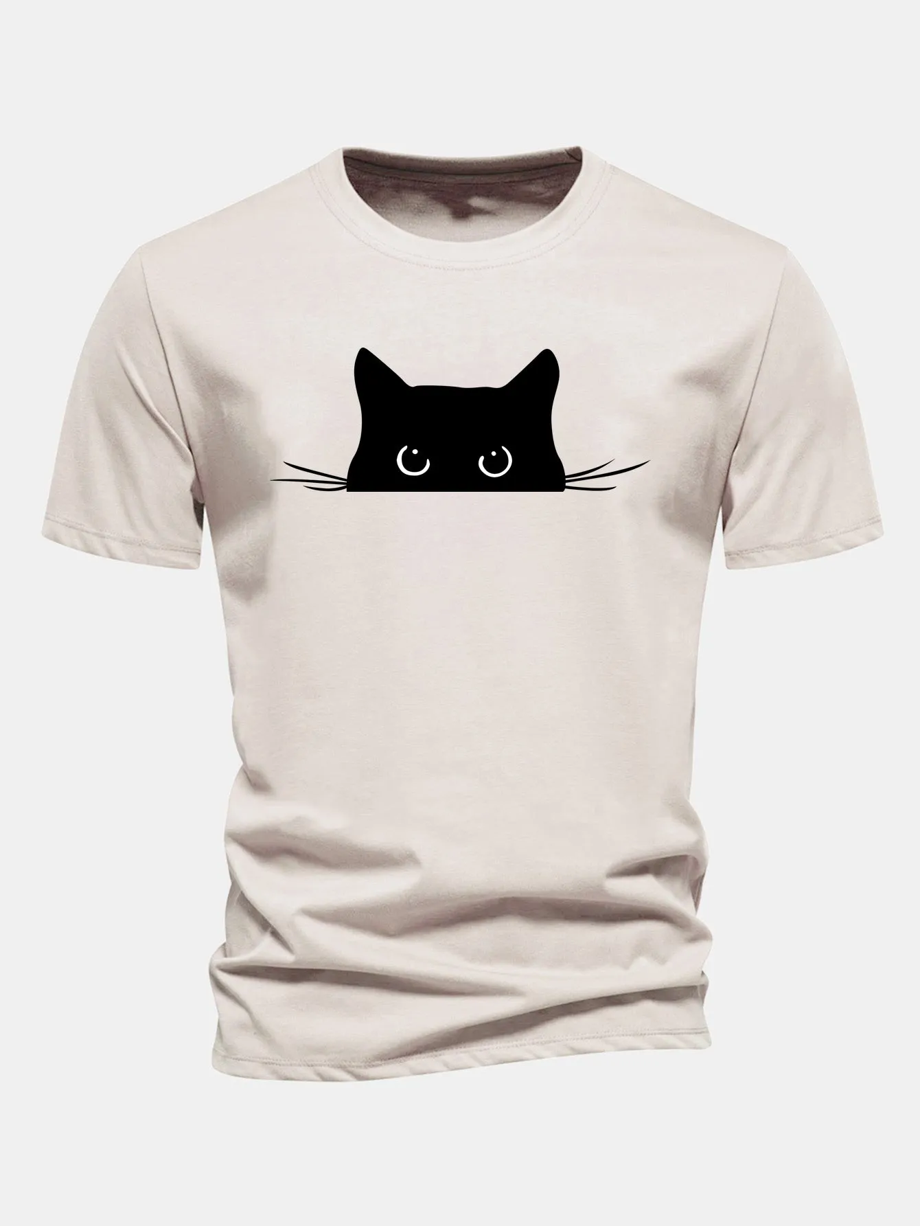 Regular Fit Black Cat Print Cotton T-Shirt sold by Hoooyi product image thumbnail 3