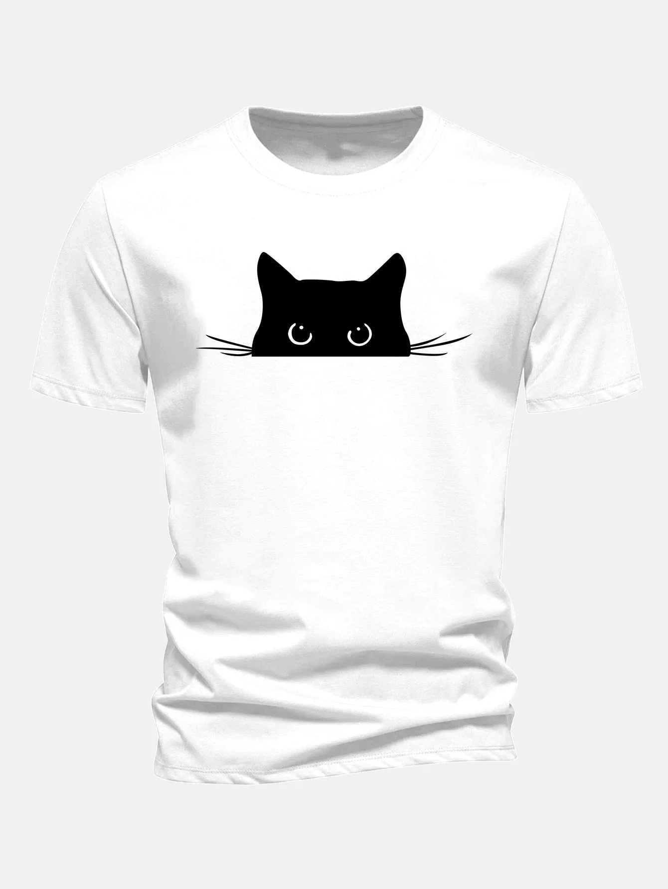 Regular Fit Black Cat Print Cotton T-Shirt sold by Hoooyi product image thumbnail 2
