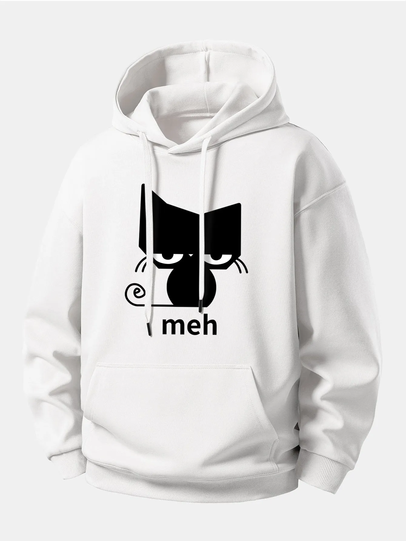 Black Cat Print Relax Fit Hoodie sold by Hoooyi product image thumbnail 4