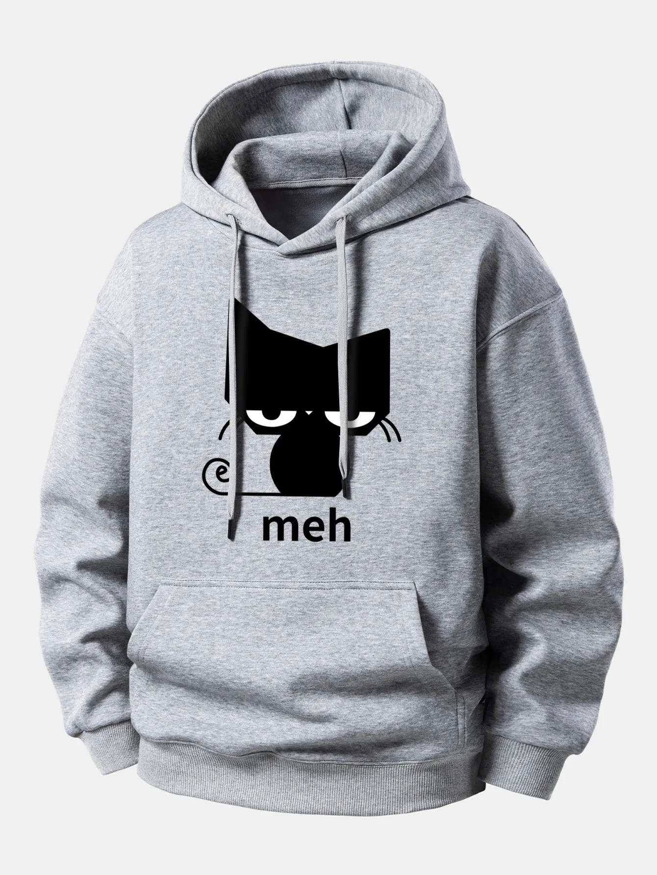 Black Cat Print Relax Fit Hoodie sold by Hoooyi product image thumbnail 5
