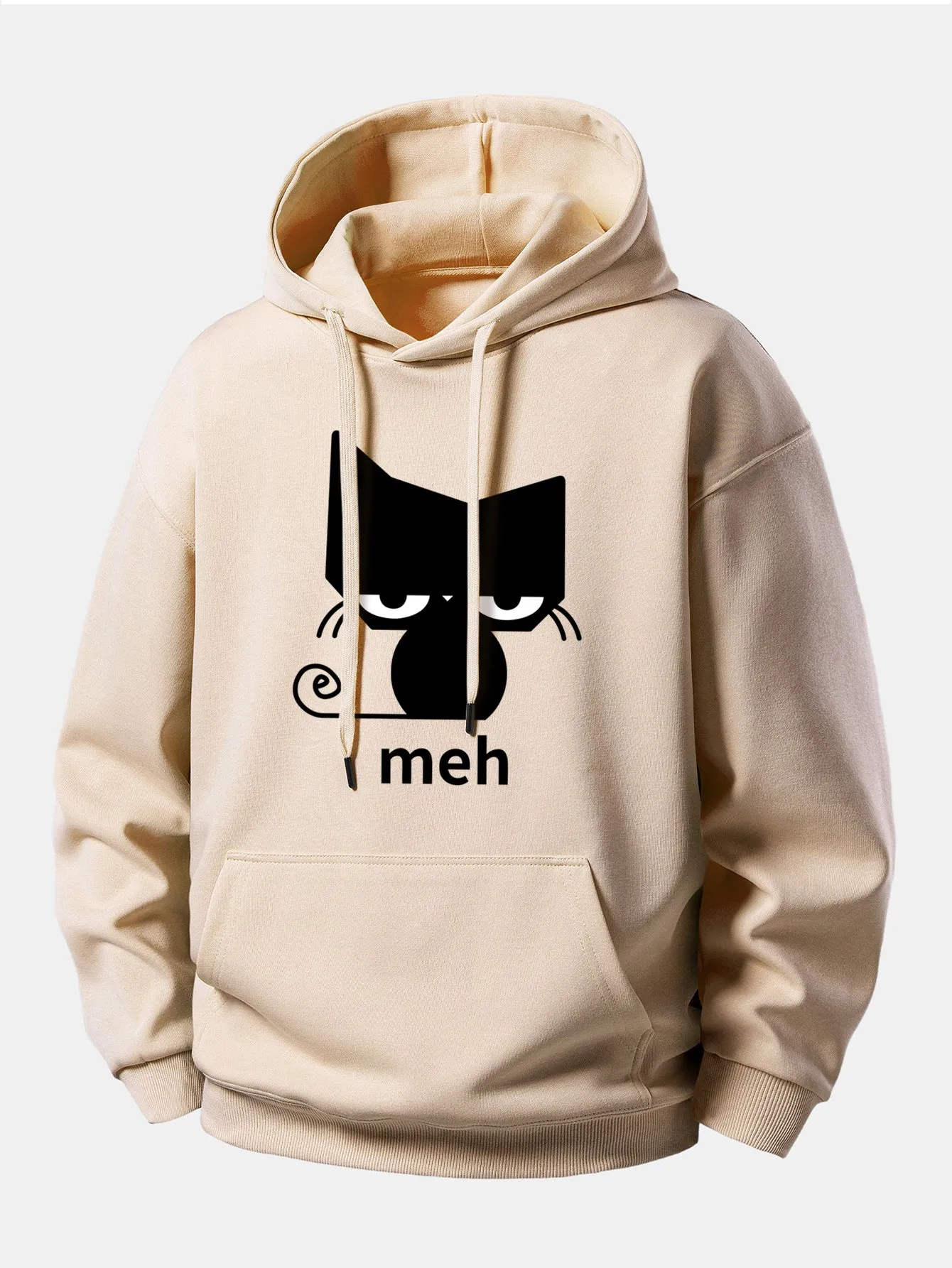 Black Cat Print Relax Fit Hoodie sold by Hoooyi product image thumbnail 2