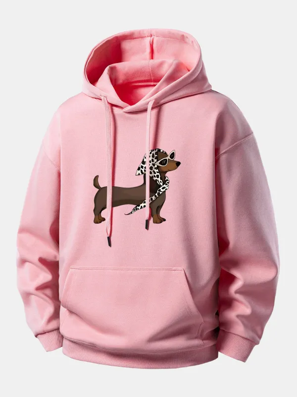 Headscarf Dachshund Print Relax Fit Hoodie made by Hoooyi