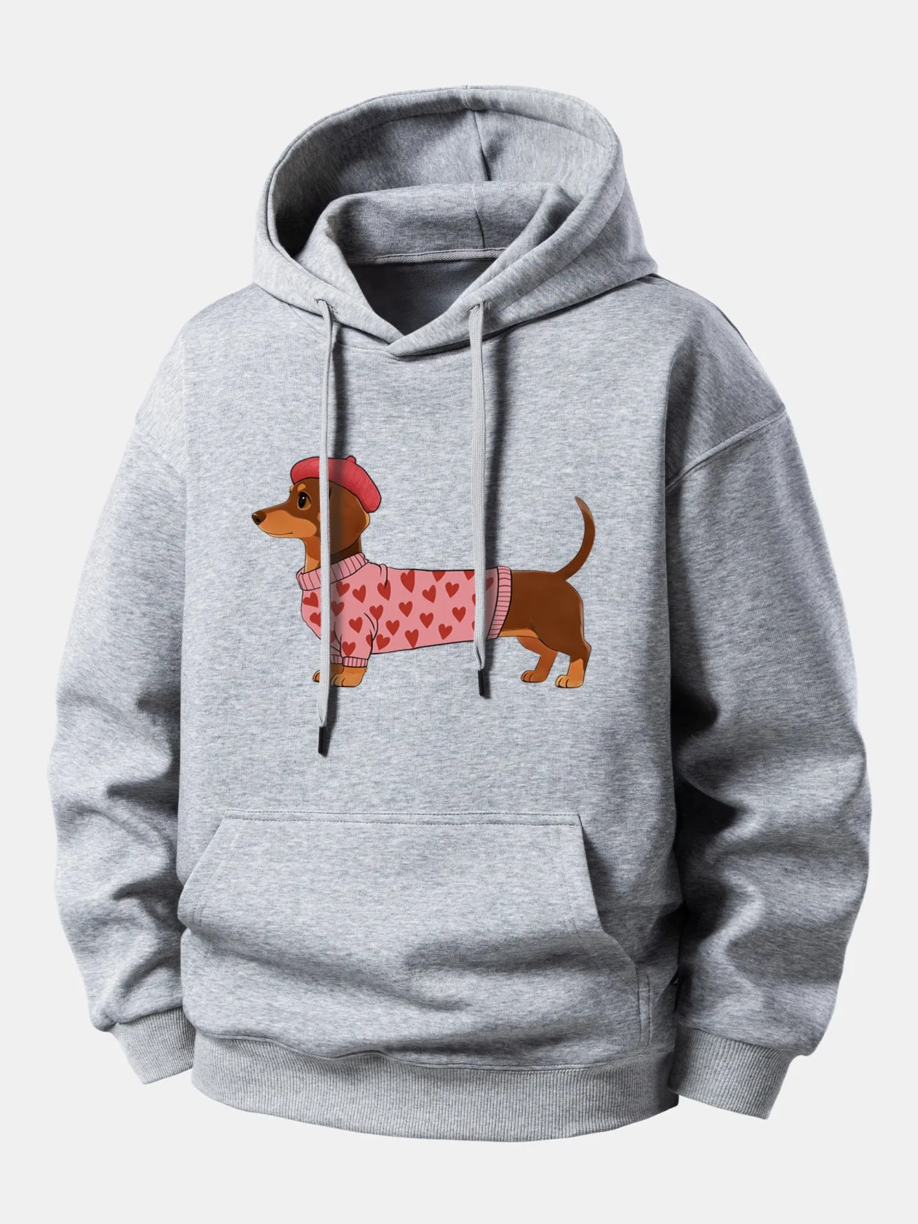 Dachshund Wearing Heart Sweater Print Relax Fit Hoodie sold by Hoooyi product image thumbnail 5