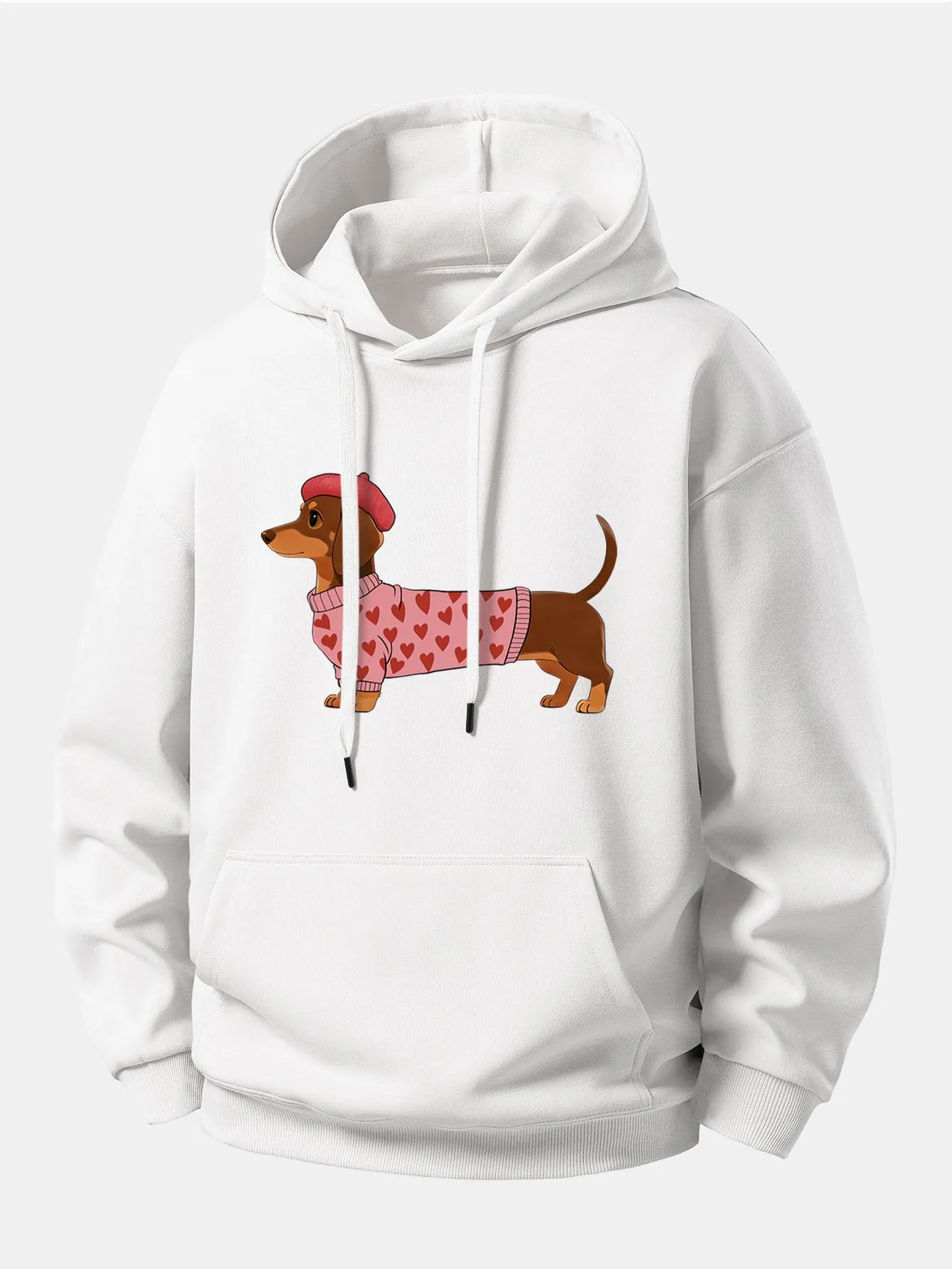 Dachshund Wearing Heart Sweater Print Relax Fit Hoodie sold by Hoooyi product image thumbnail 3