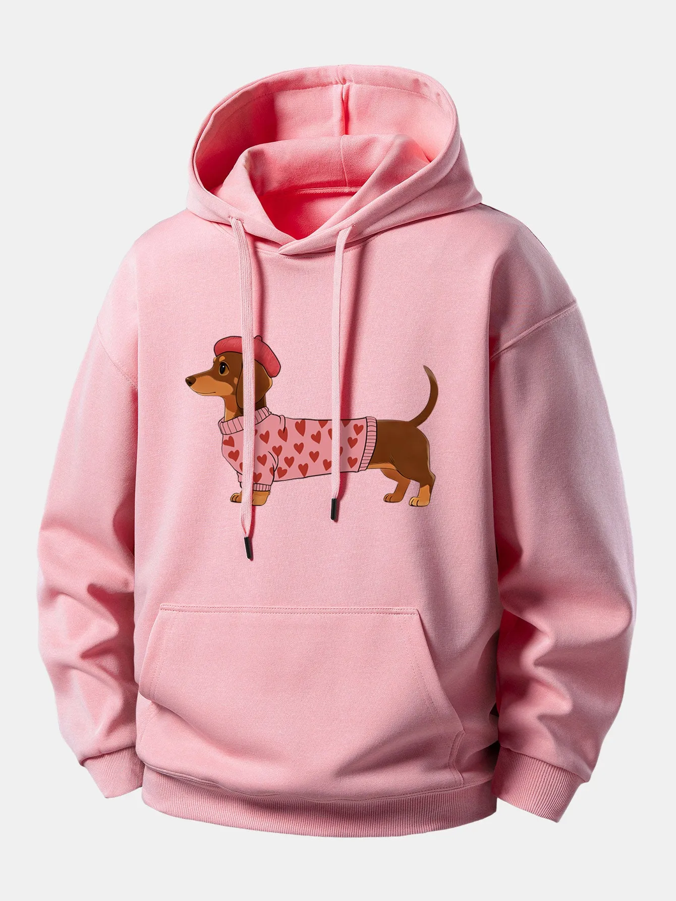 Dachshund Wearing Heart Sweater Print Relax Fit Hoodie sold by Hoooyi