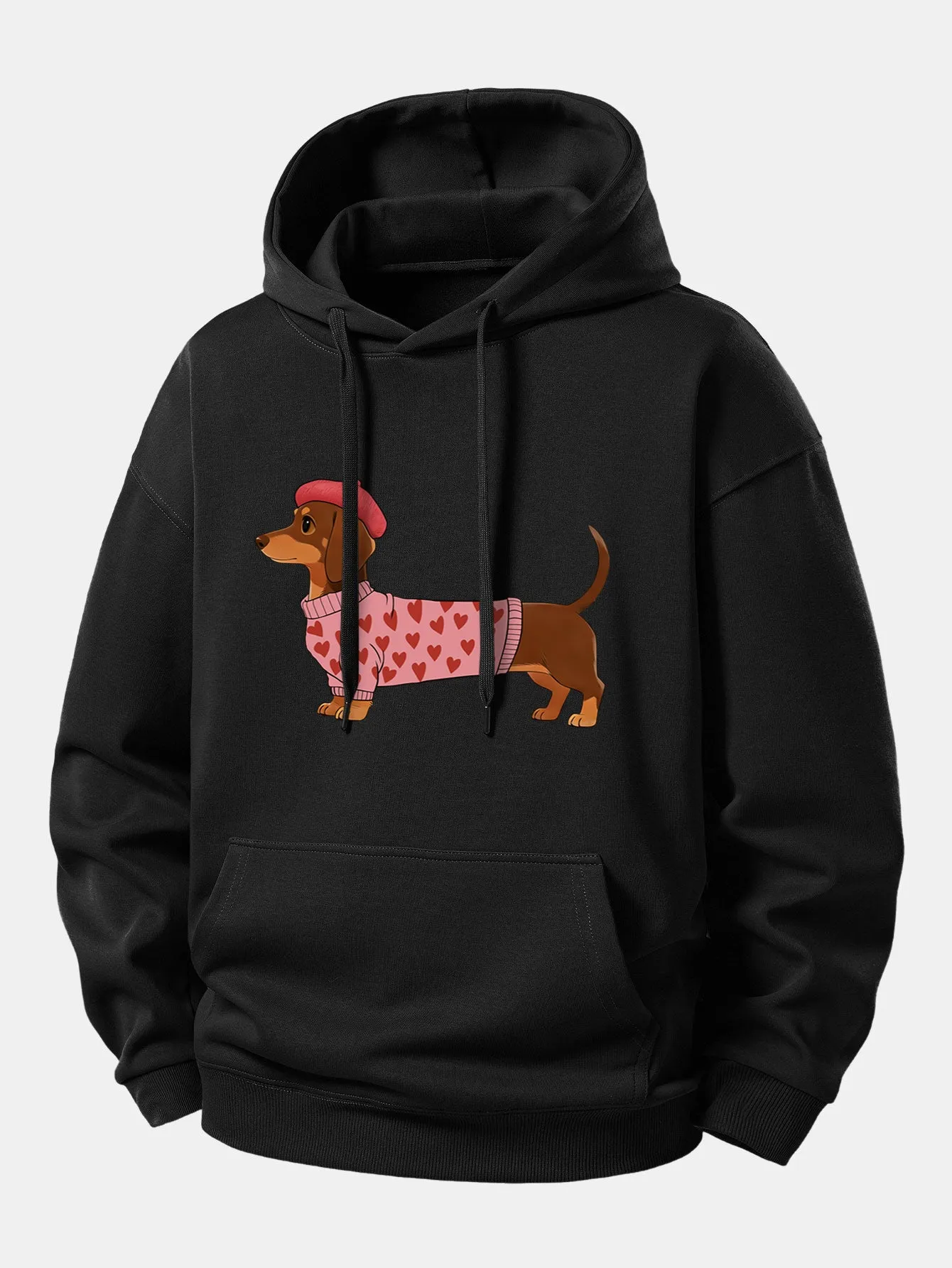 Dachshund Wearing Heart Sweater Print Relax Fit Hoodie sold by Hoooyi product image thumbnail 4