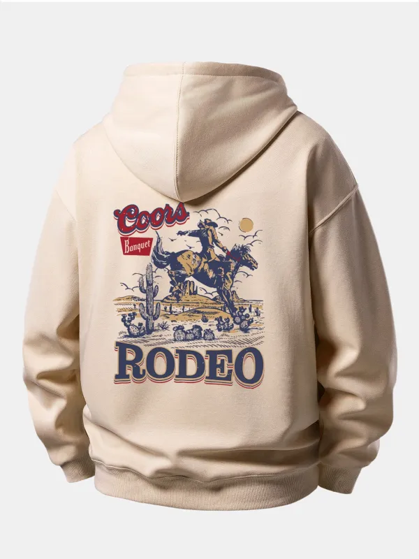 Western Cowboy Back Print Relax Fit Hoodie made by Hoooyi