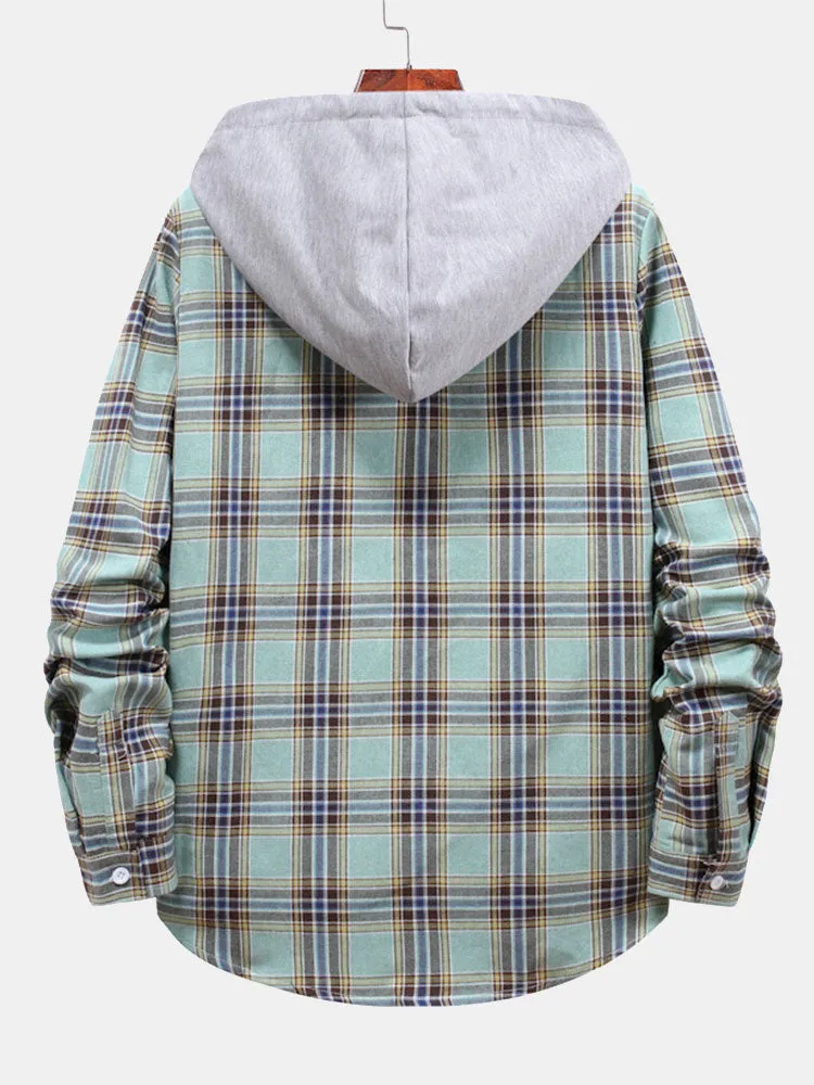 Plaid Drawstring Hooded Shirt sold by Hoooyi product image thumbnail 2