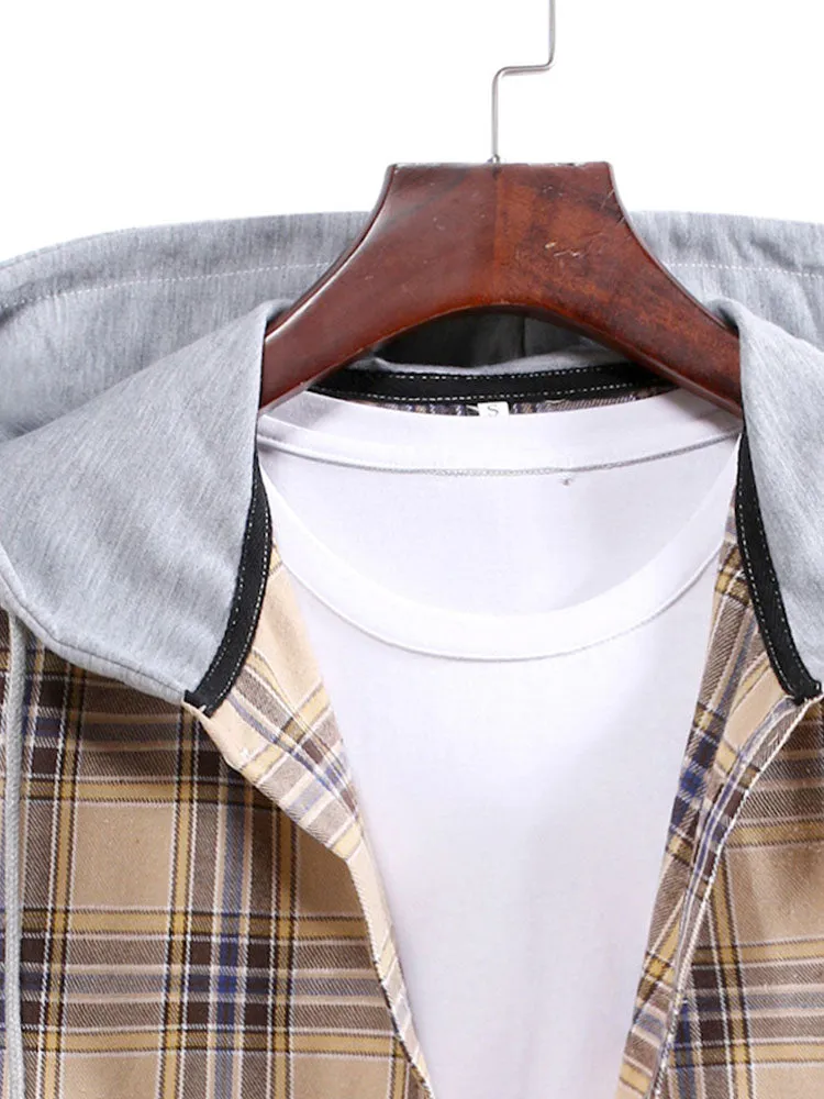 Plaid Drawstring Hooded Shirt sold by Hoooyi product image thumbnail 5