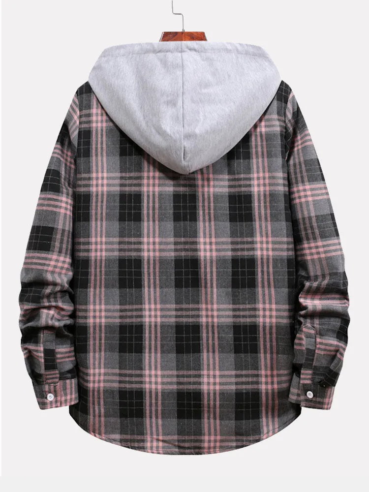 Plaid Drawstring Hooded Shirt sold by Hoooyi product image thumbnail 4
