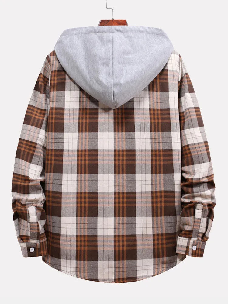 Plaid Drawstring Hooded Shirt sold by Hoooyi product image thumbnail 2