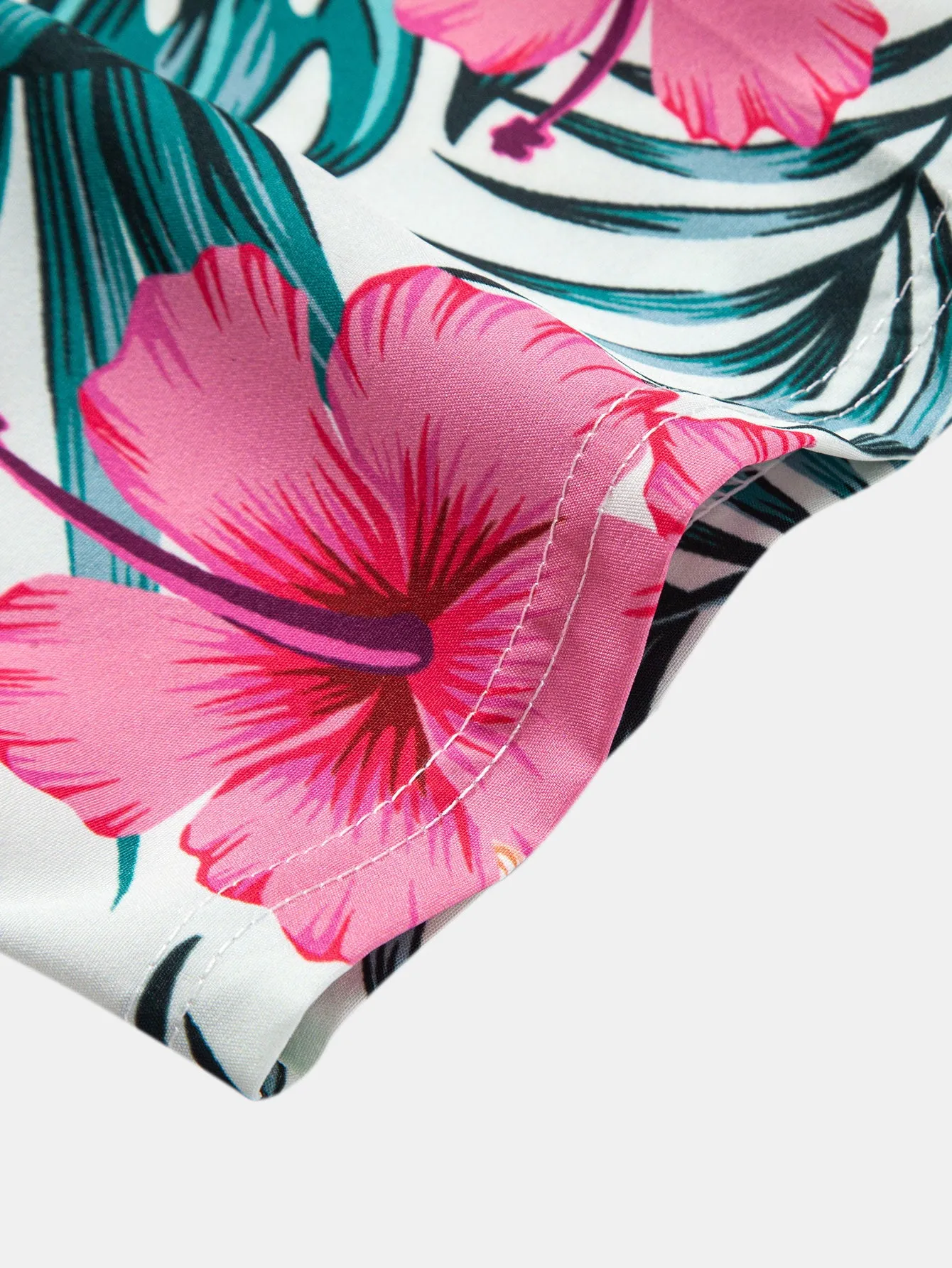 Tropical Flowers Print Button Up Shirt sold by Hoooyi product image thumbnail 4