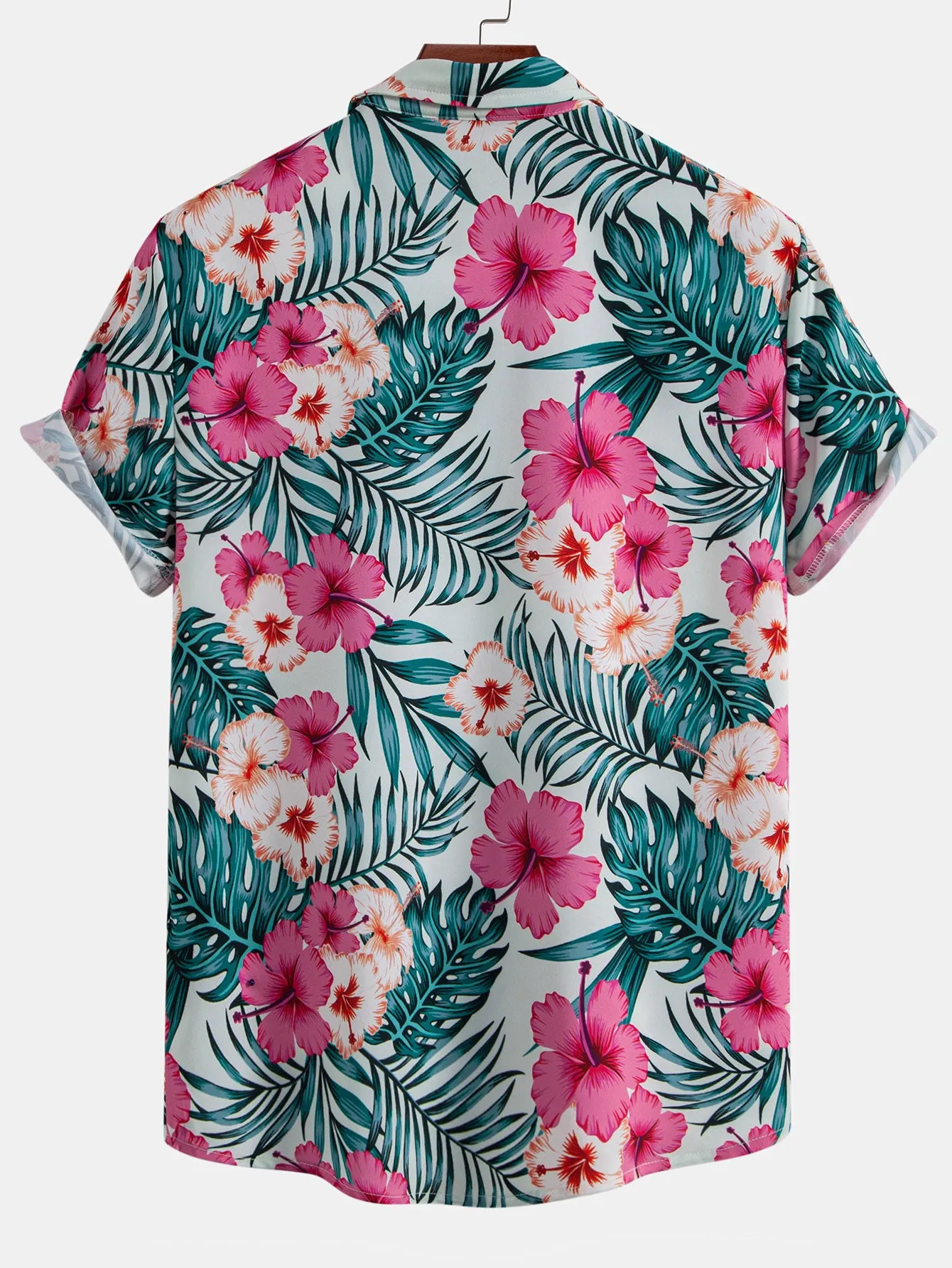 Tropical Flowers Print Button Up Shirt sold by Hoooyi product image thumbnail 2