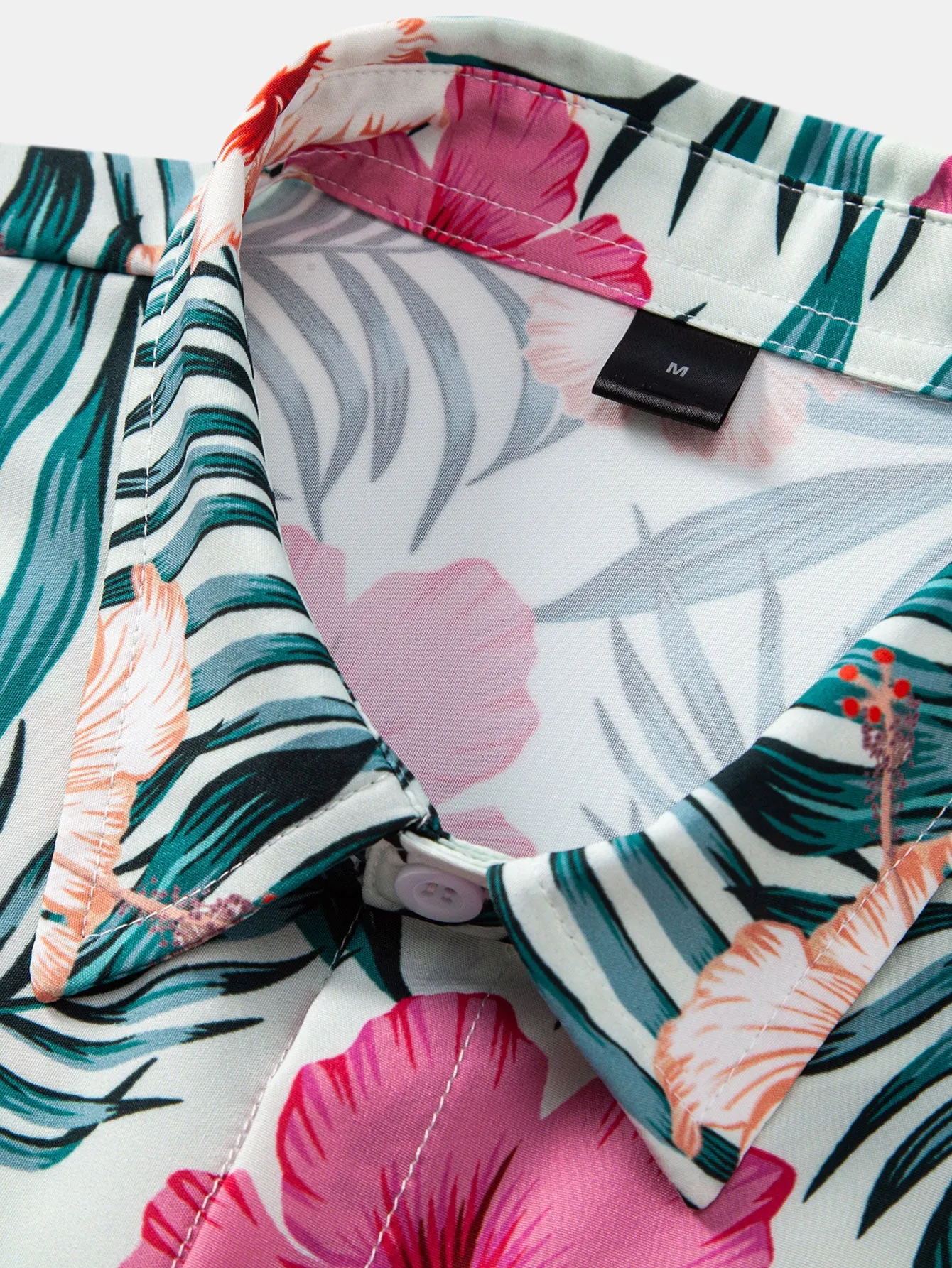 Tropical Flowers Print Button Up Shirt sold by Hoooyi product image thumbnail 3