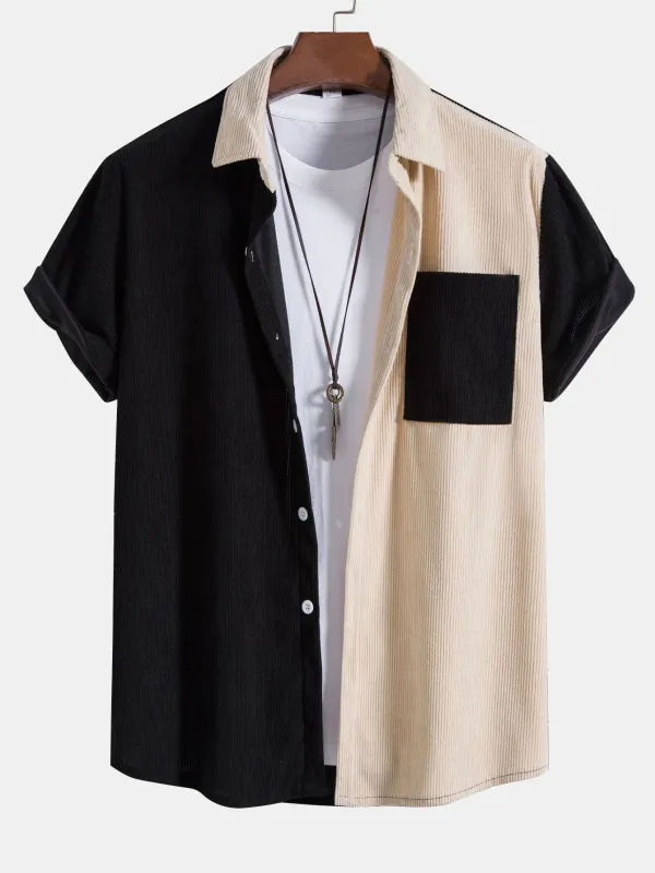 Two Tone Corduroy Shirt sold by Hoooyi