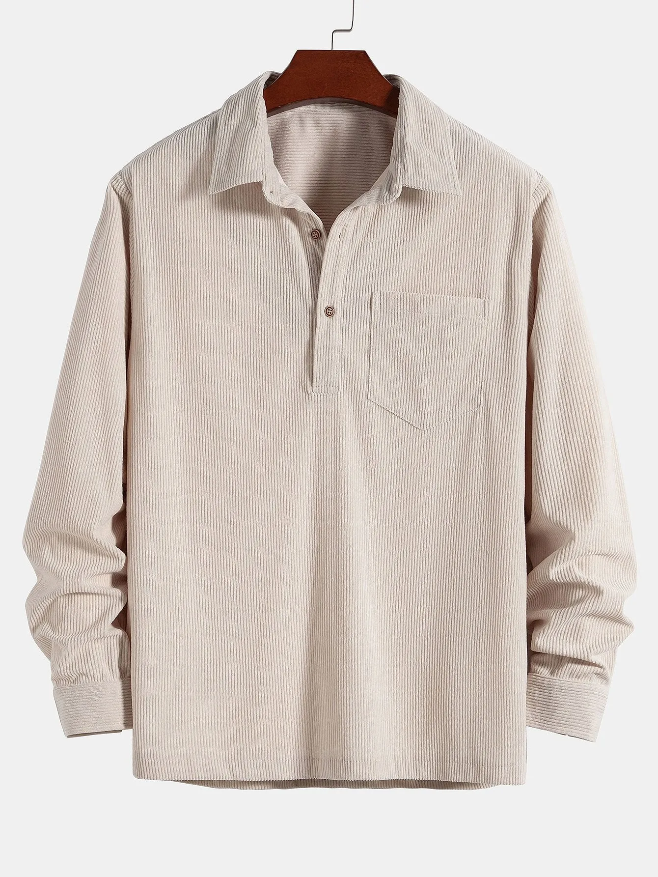 Long Sleeve Polo Neck Corduroy Shirt & Shorts sold by Hoooyi product image thumbnail 4