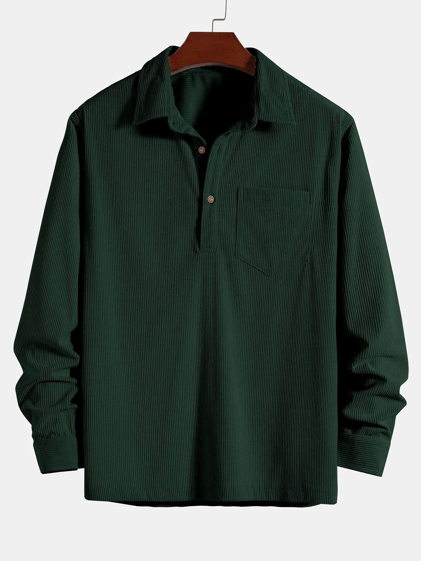 Long Sleeve Polo Neck Corduroy Shirt & Shorts sold by Hoooyi product image thumbnail 5