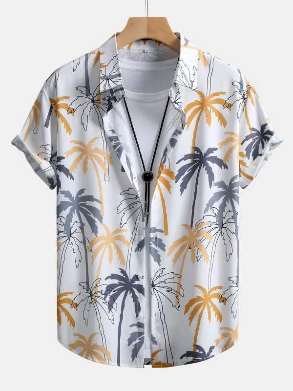 Palm Tree Print Button Up Shirt made by Hoooyi