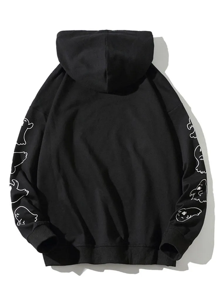 Relax Fit Ghost Print Hoodie sold by Hoooyi product image thumbnail 4