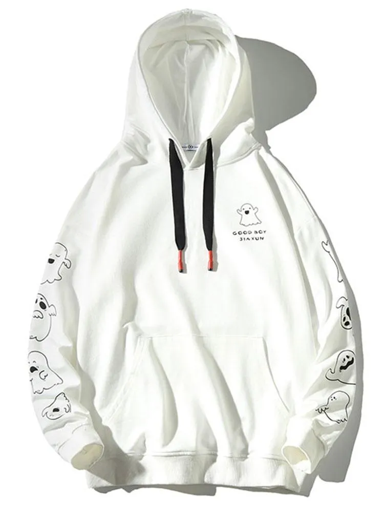 Relax Fit Ghost Print Hoodie sold by Hoooyi