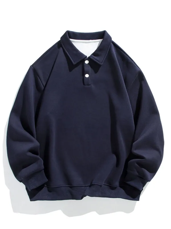 Relax Fit Basic Polo Sweatshirt sold by Hoooyi
