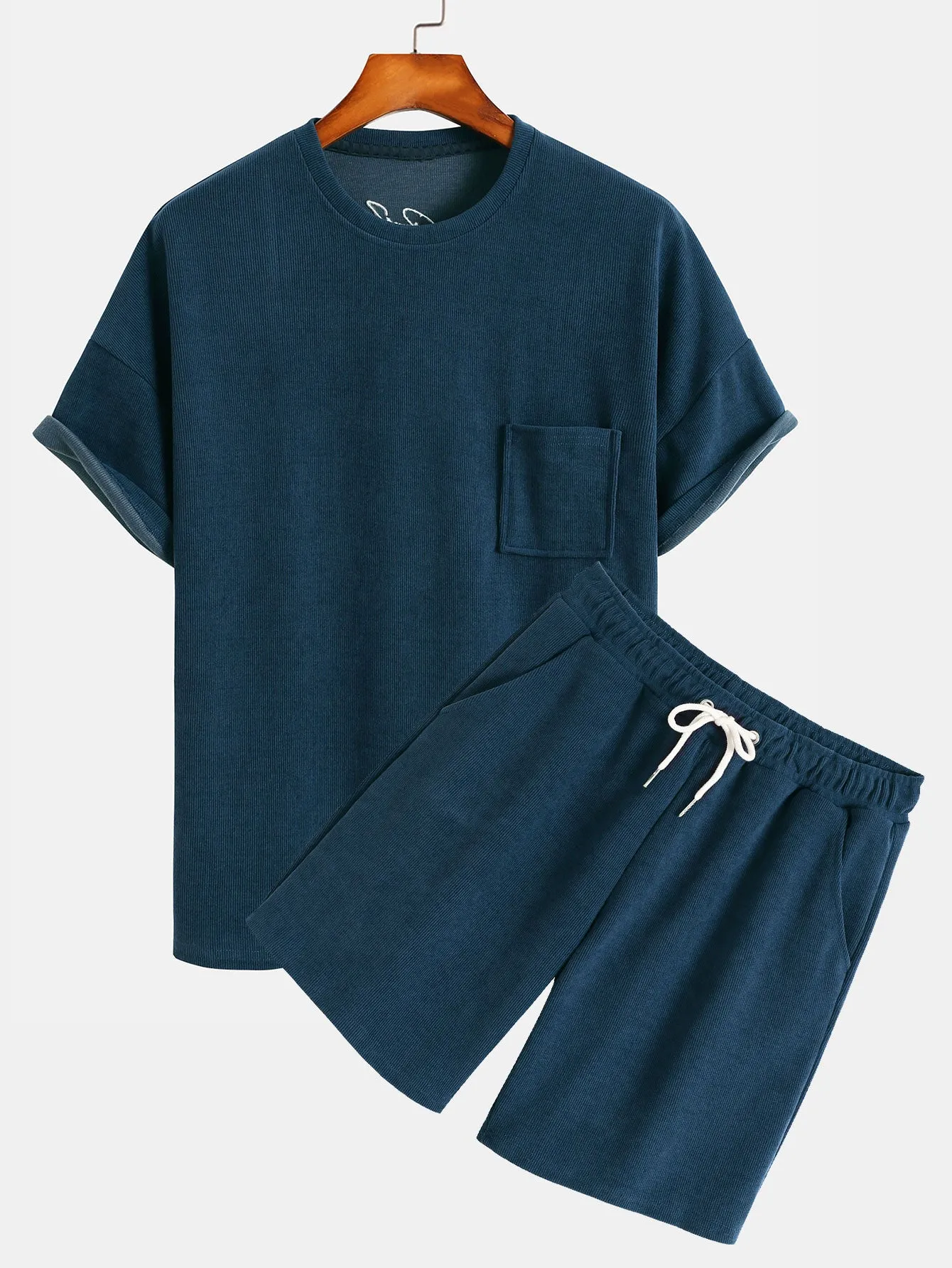 Dropped Shoulder Corduroy T-Shirt & Shorts sold by Hoooyi product image thumbnail 2