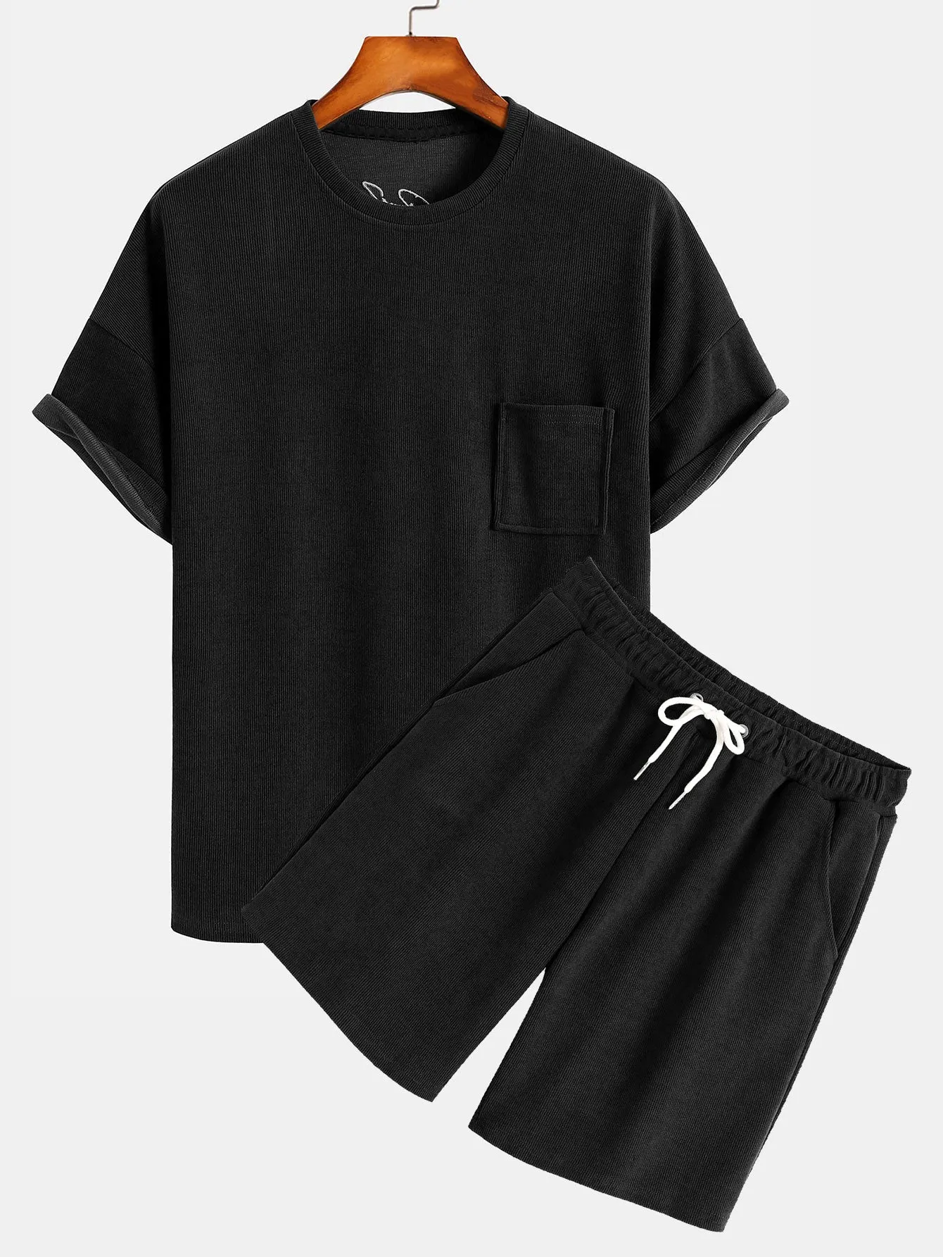 Dropped Shoulder Corduroy T-Shirt & Shorts sold by Hoooyi product image thumbnail 3