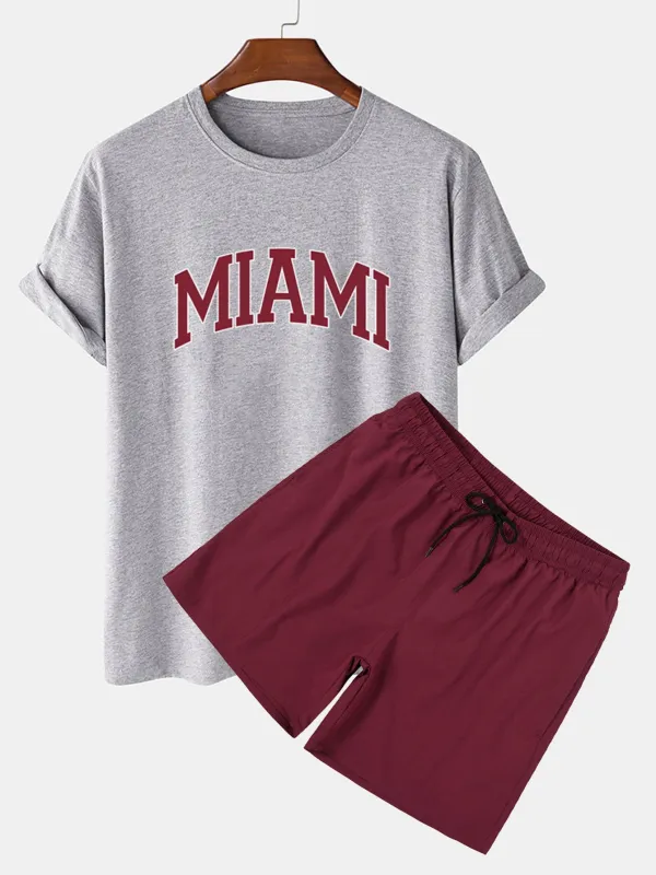 Miami Print T-Shirt & Swim Shorts made by Betsey Johnson