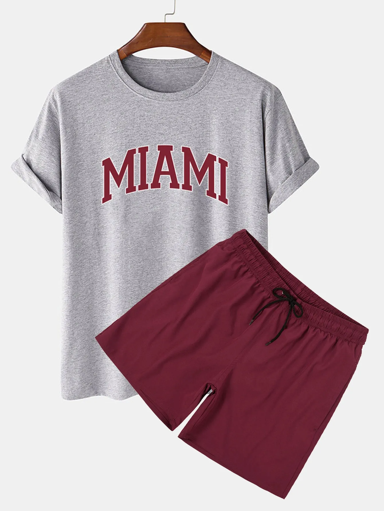 Miami Print T-Shirt & Swim Shorts sold by Hoooyi