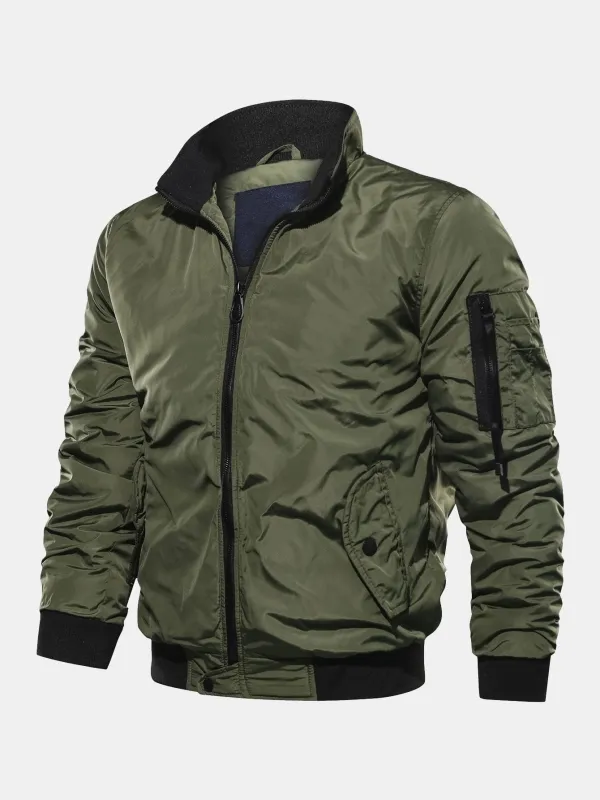 Quilted Lined Funnel Neck Bomber Jacket made by HQ