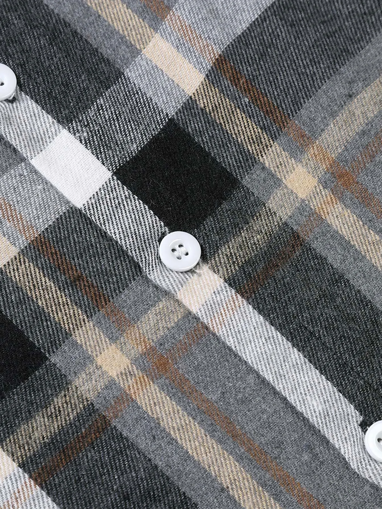 Long Sleeved Plaid Button Up Shirt sold by Hoooyi product image thumbnail 4