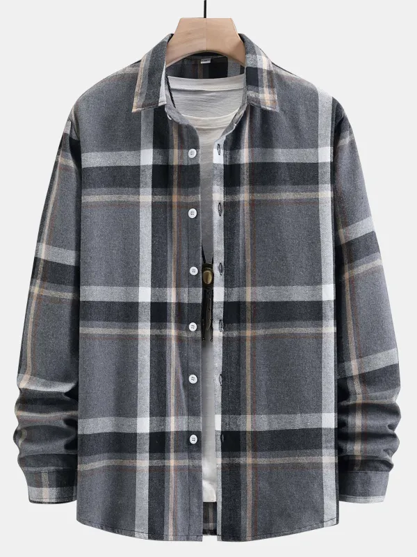 Long Sleeved Plaid Button Up Shirt sold by Hoooyi