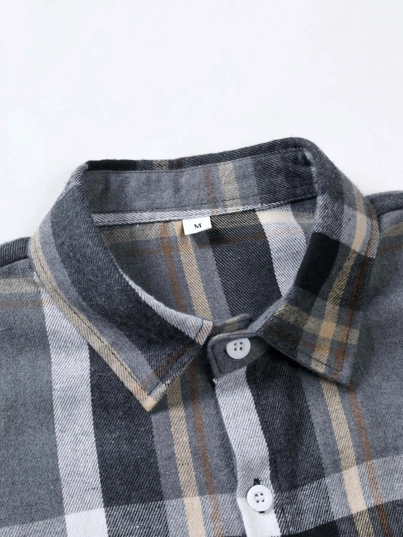 Long Sleeved Plaid Button Up Shirt sold by Hoooyi product image thumbnail 3