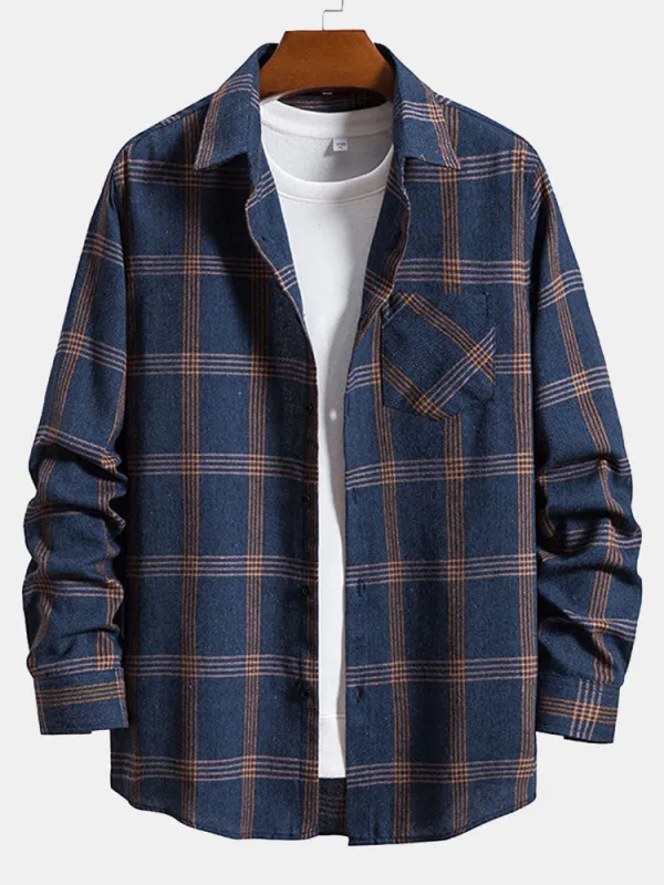 Button Up Plaid Shirt sold by Hoooyi