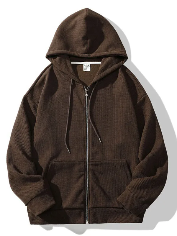 Relaxed Waffle Zip Hoodie made by Hoooyi