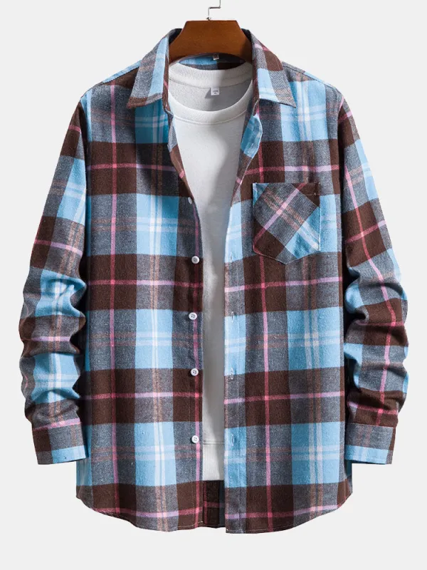 Long Sleeve Plaid Shirt sold by Hoooyi