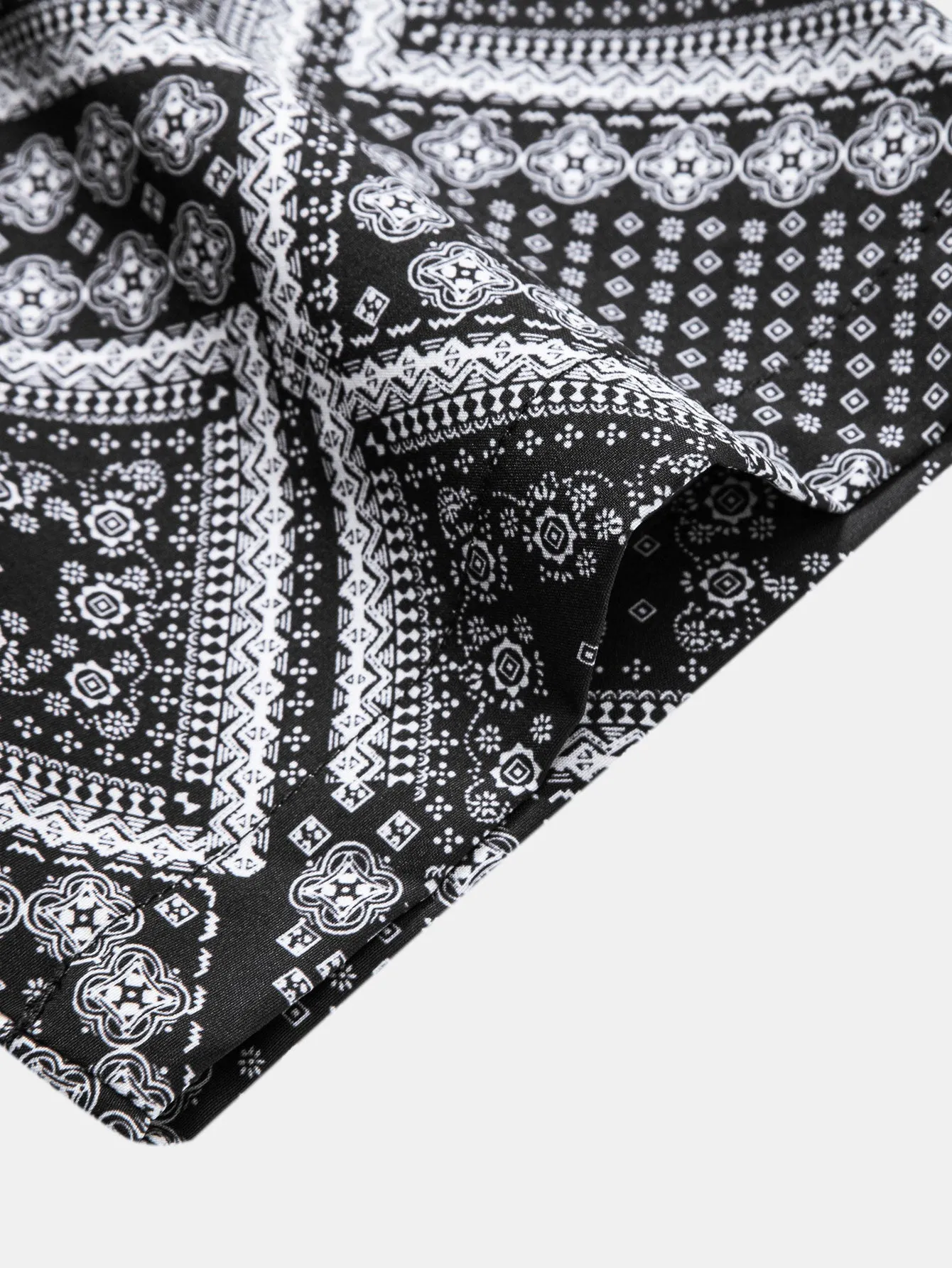 Paisley Print Patchwork Button Up Shirt sold by Hoooyi product image thumbnail 4