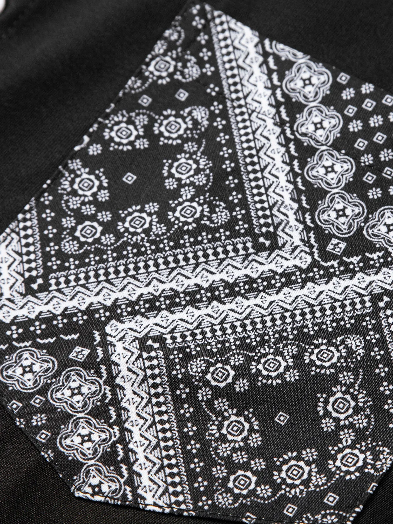 Paisley Print Patchwork Button Up Shirt sold by Hoooyi product image thumbnail 5