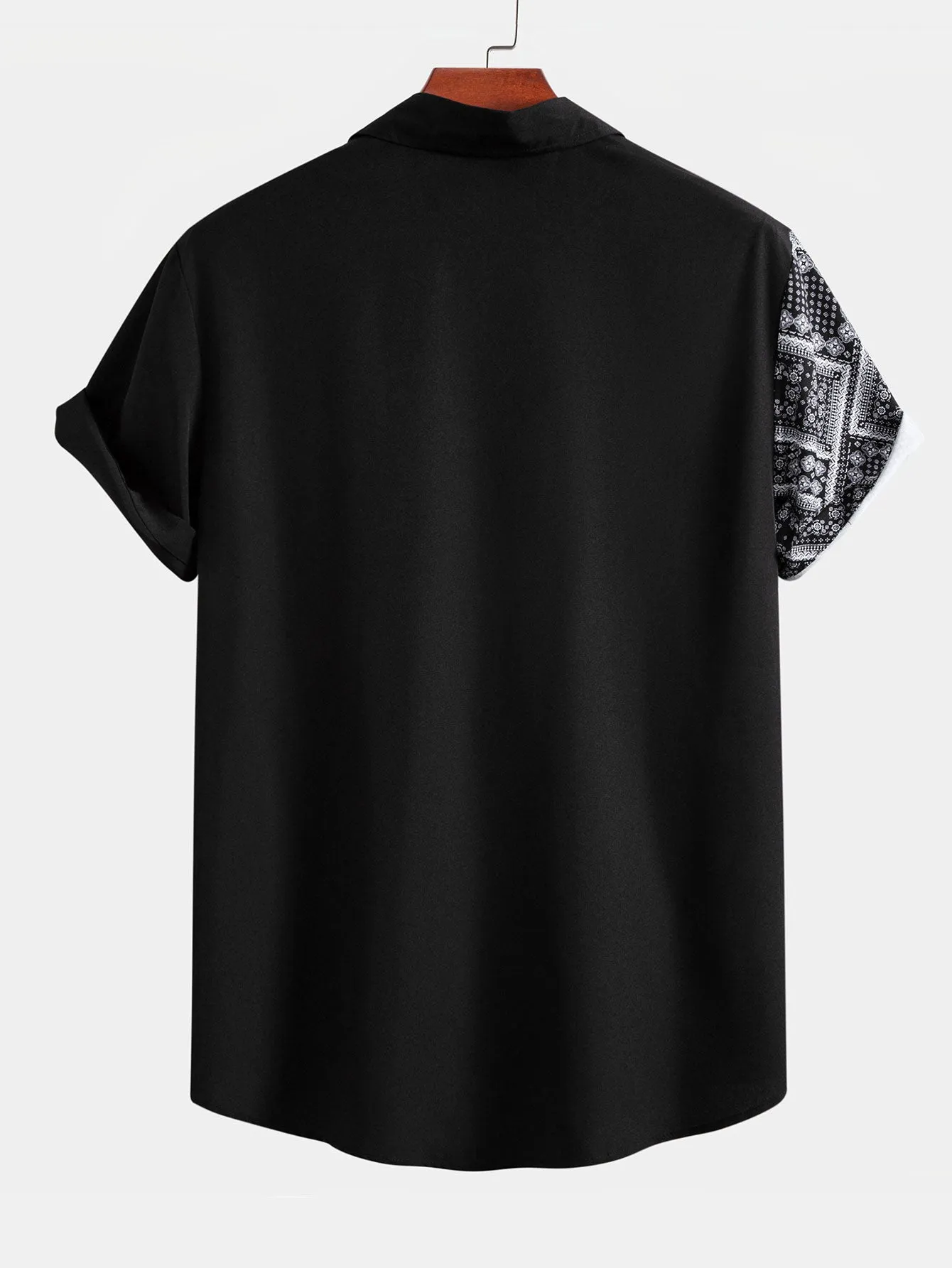 Paisley Print Patchwork Button Up Shirt sold by Hoooyi product image thumbnail 2