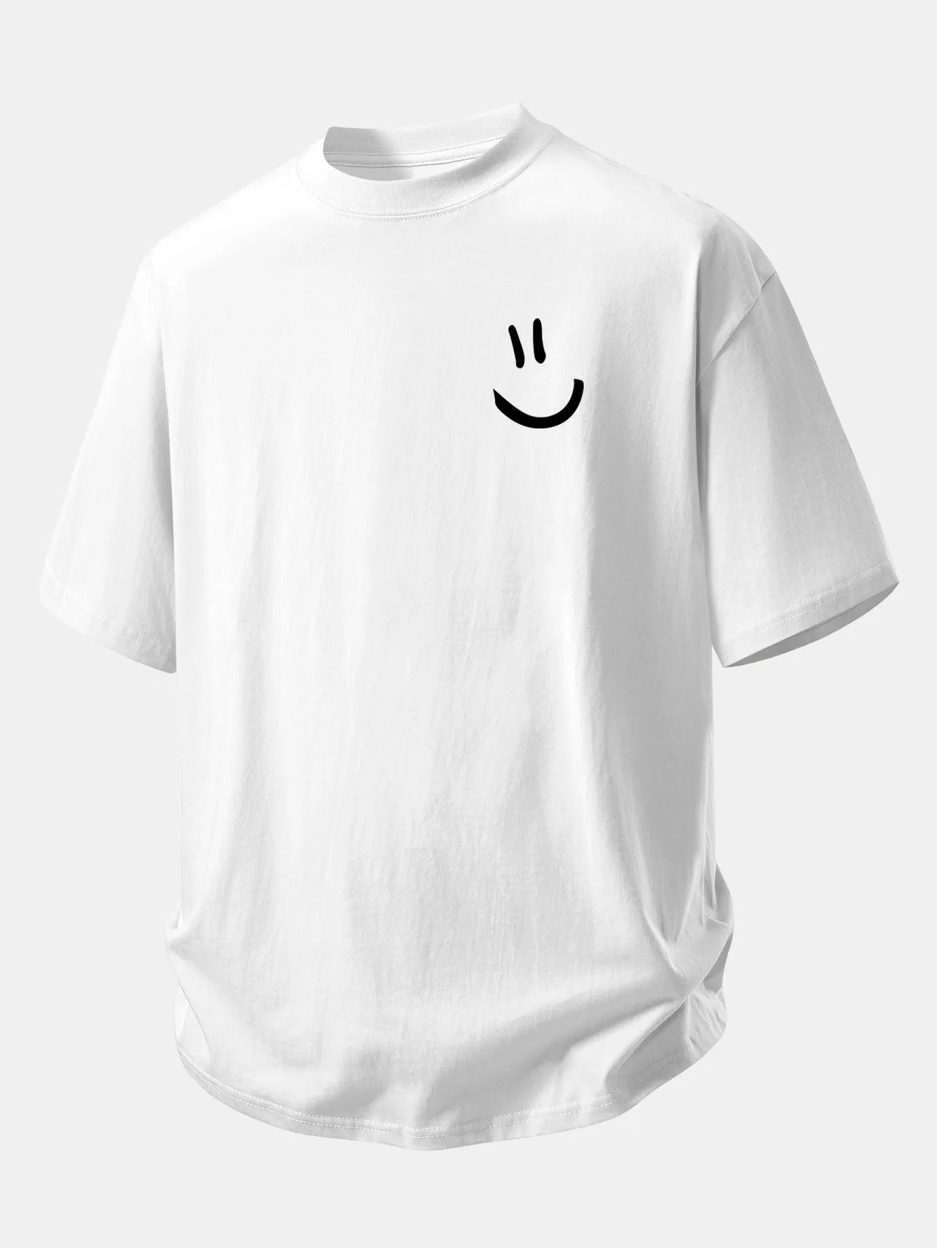 Relax Fit Smiley Face Print Cotton T-Shirt sold by Hoooyi product image thumbnail 3