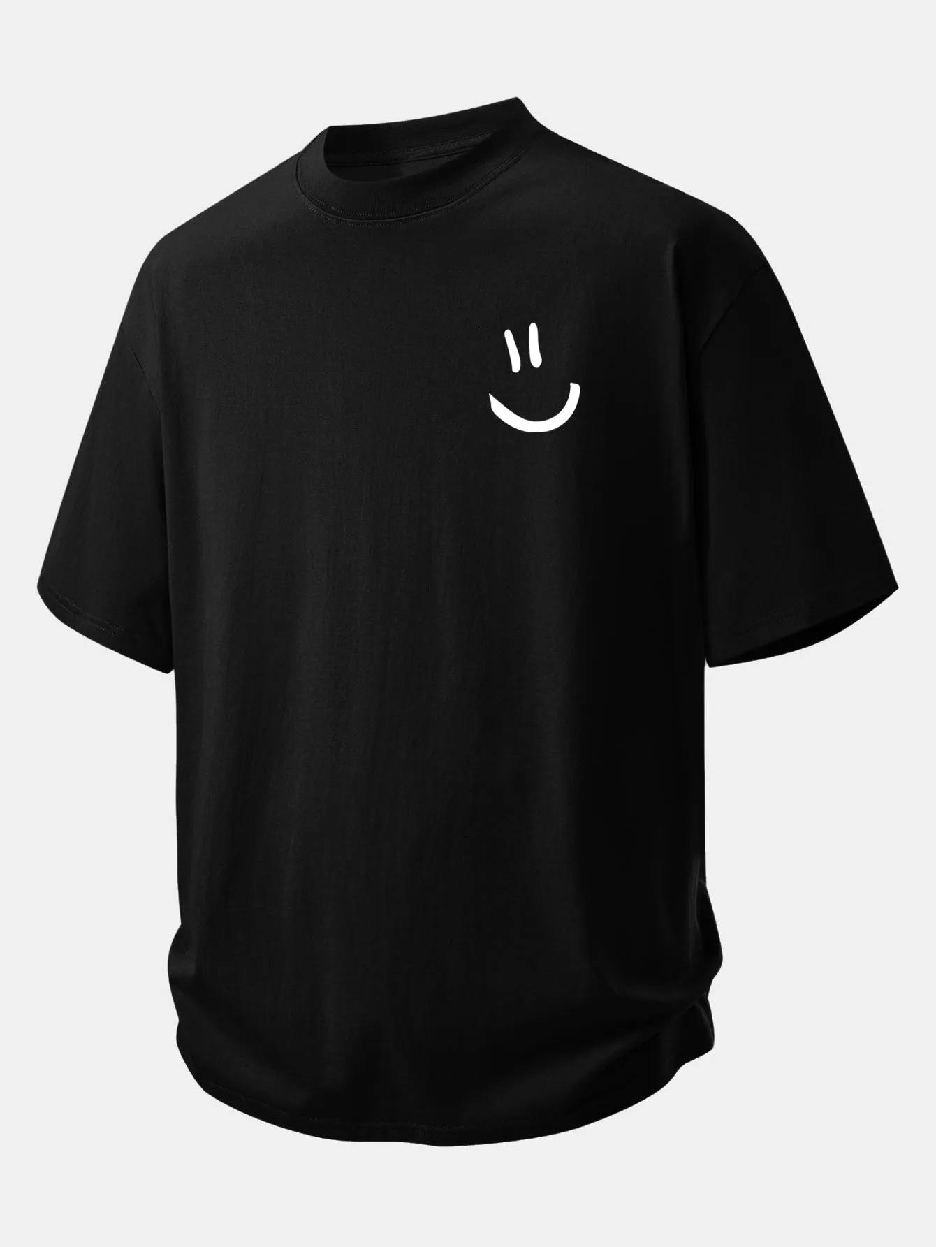 Relax Fit Smiley Face Print Cotton T-Shirt sold by Hoooyi product image thumbnail 2