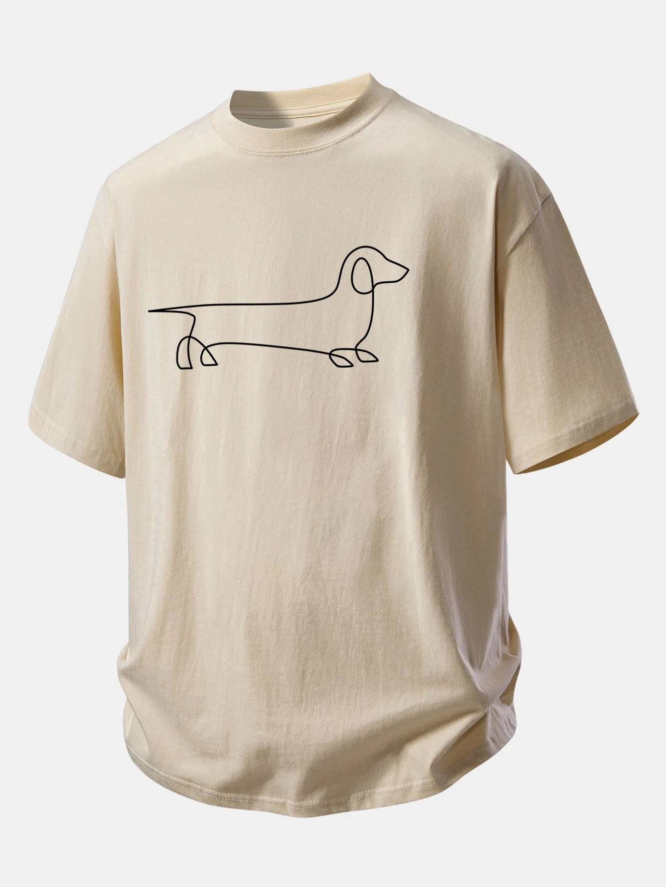 Relax Fit Line Dachshund Print Cotton T-Shirt sold by Hoooyi product image thumbnail 3