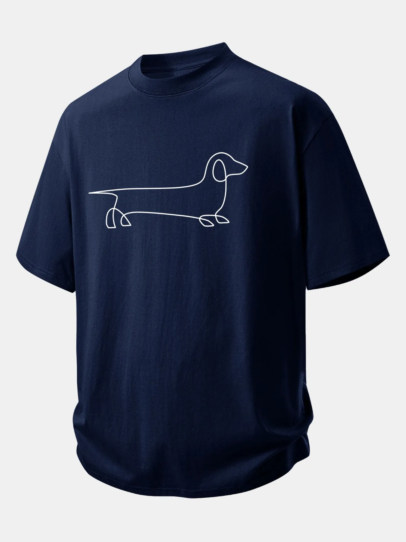 Relax Fit Line Dachshund Print Cotton T-Shirt sold by Hoooyi product image thumbnail 2