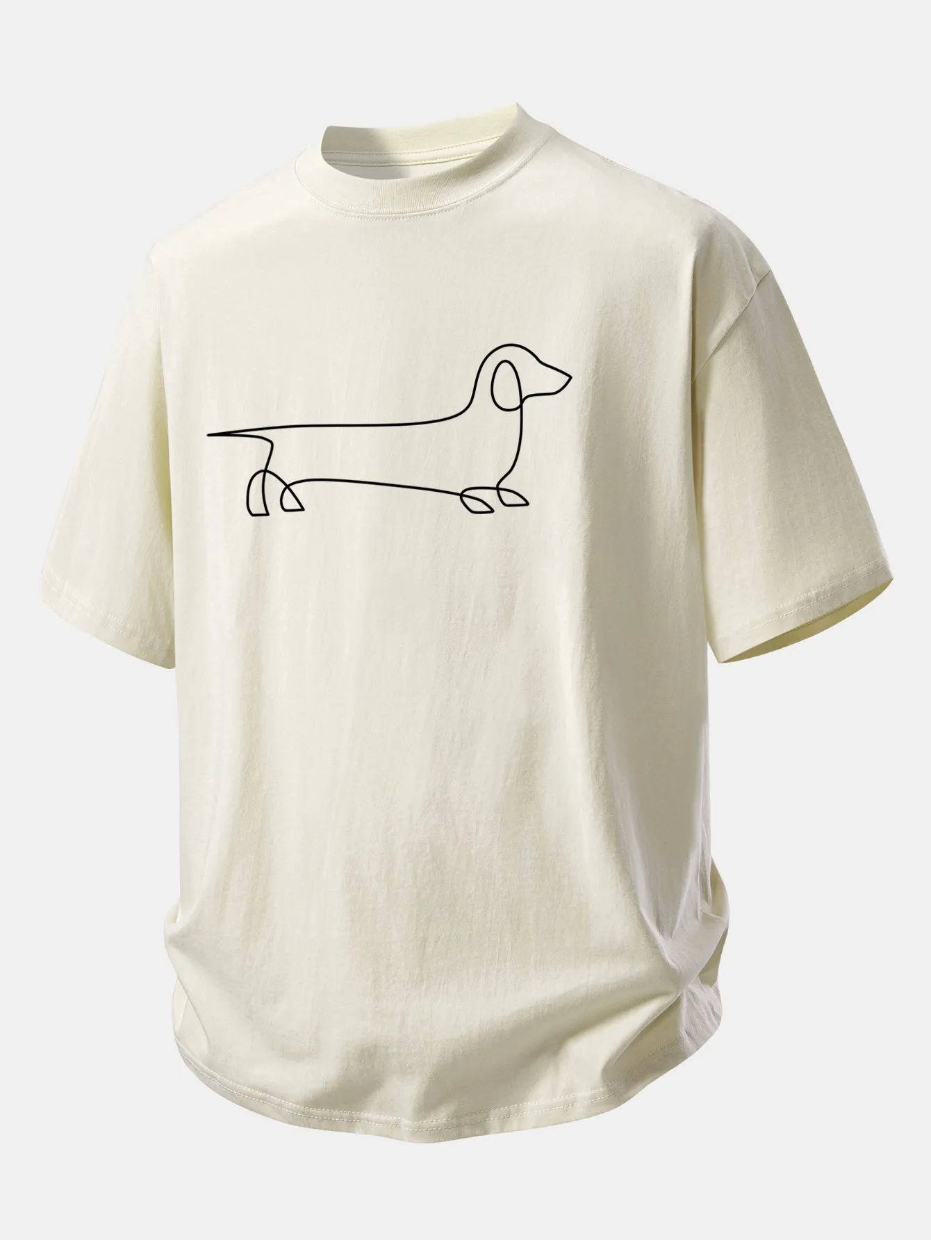 Relax Fit Line Dachshund Print Cotton T-Shirt sold by Hoooyi product image thumbnail 5