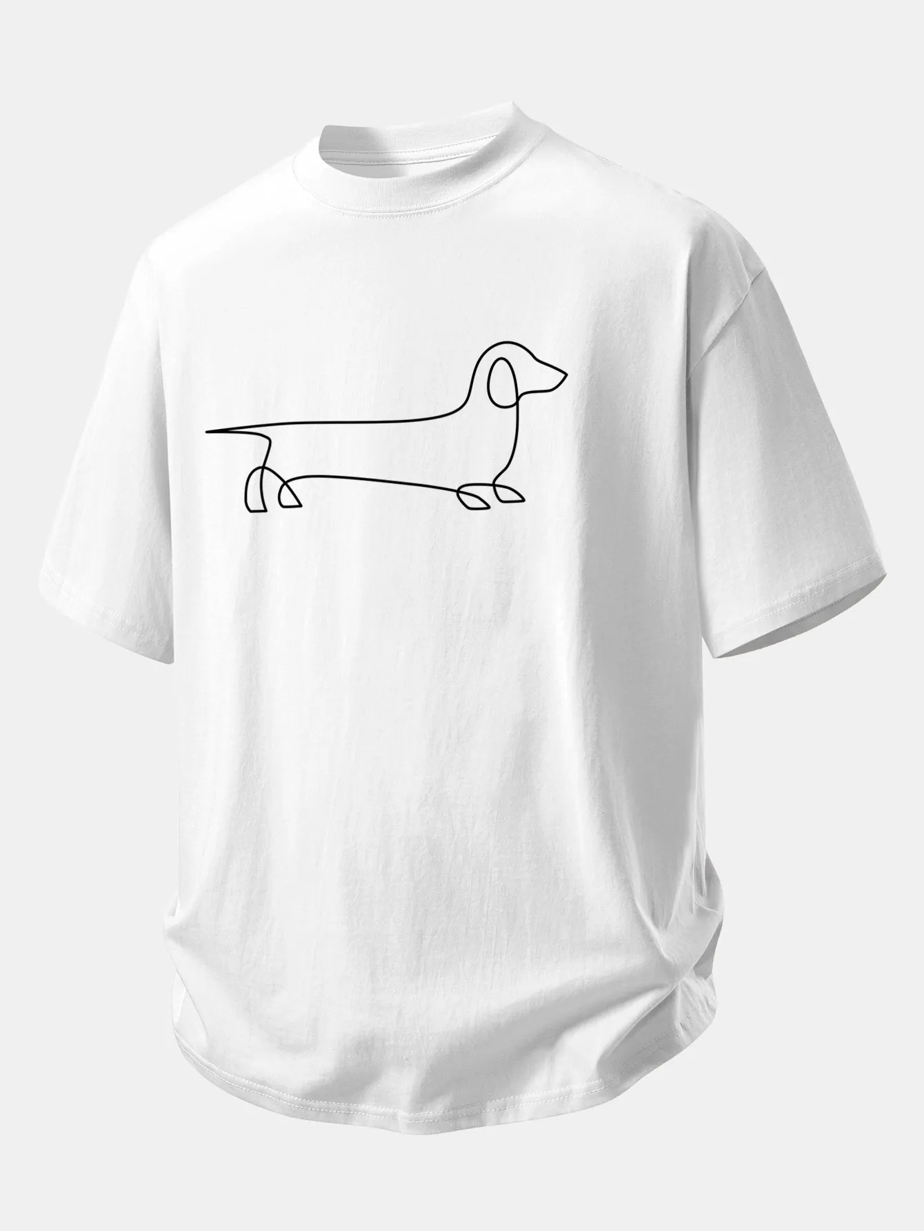 Relax Fit Line Dachshund Print Cotton T-Shirt sold by Hoooyi product image thumbnail 4